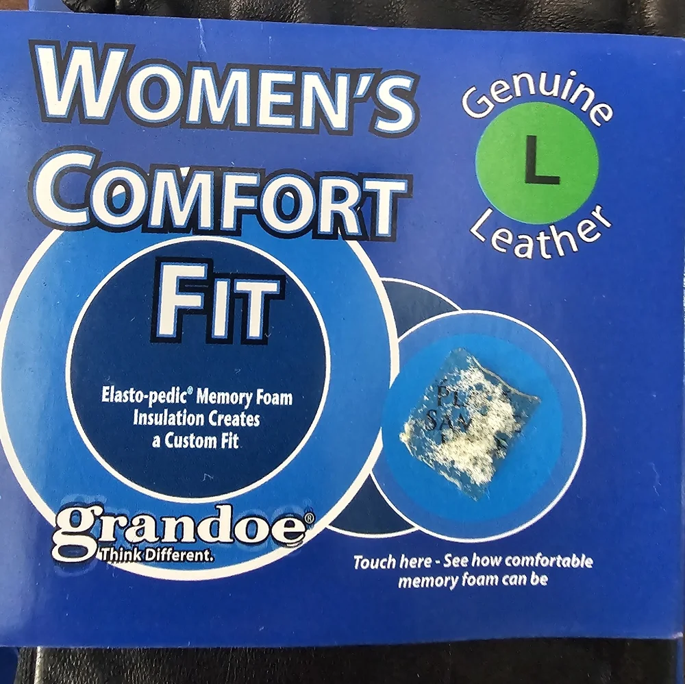 New GRANDOE Women's Lined Black Leather Gloves